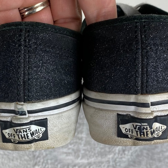 Vans Low Top Skater Sneakers Shoes Womens 8 Black Sparkle Glitter - Picture 7 of 9